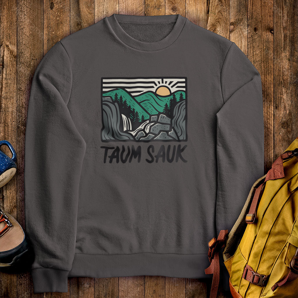 Taum Sauk Mountain State Park Crewneck Sweatshirt Charcoal Adventure and Outdoors Themed Sweatshirt
