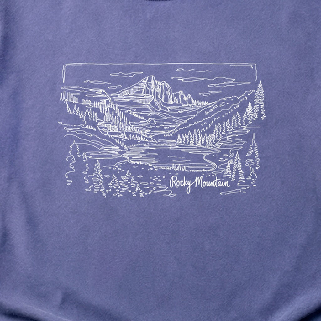 Rocky Mountain Line Drawing Cotton T-Shirt