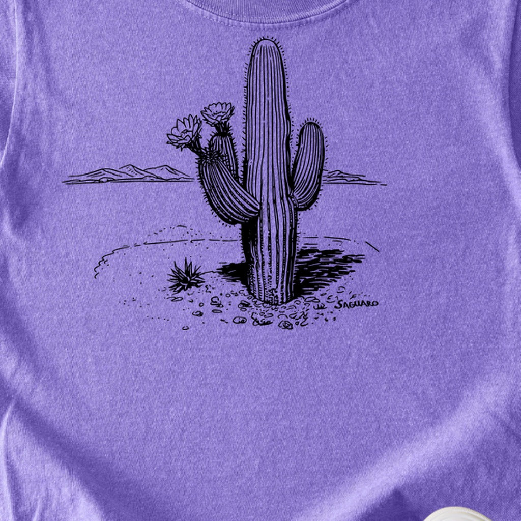 Saguaro Line Drawing Kids Cotton T-Shirt