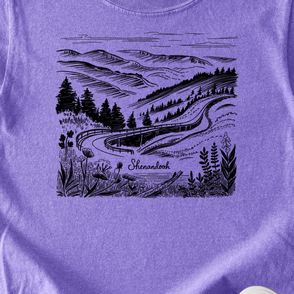 Shenandoah Line Drawing Kids Cotton T-Shirt