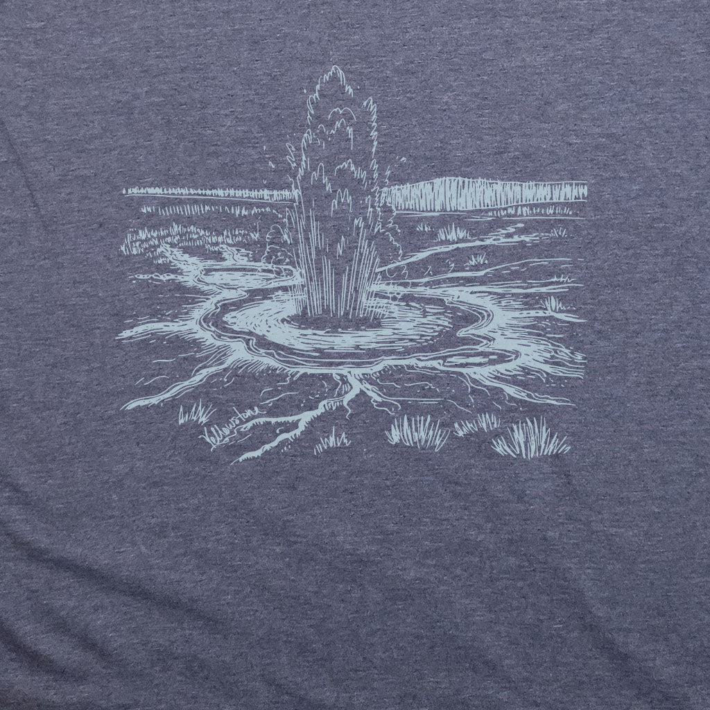 Yellowstone Line Drawing T-Shirt Adventure and Outdoors Themed T-Shirt