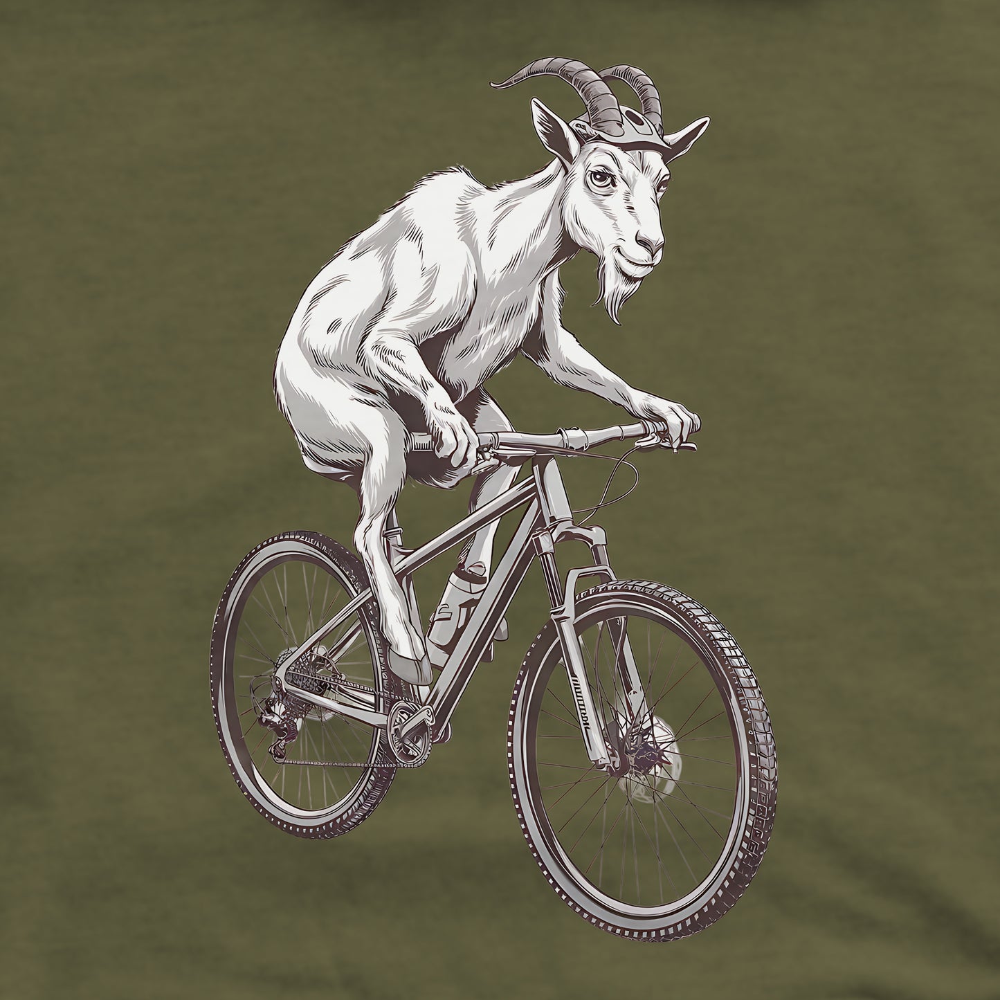 Mountain Goat on a Bike Crewneck Sweatshirt Adventure and Outdoors Themed Sweatshirt