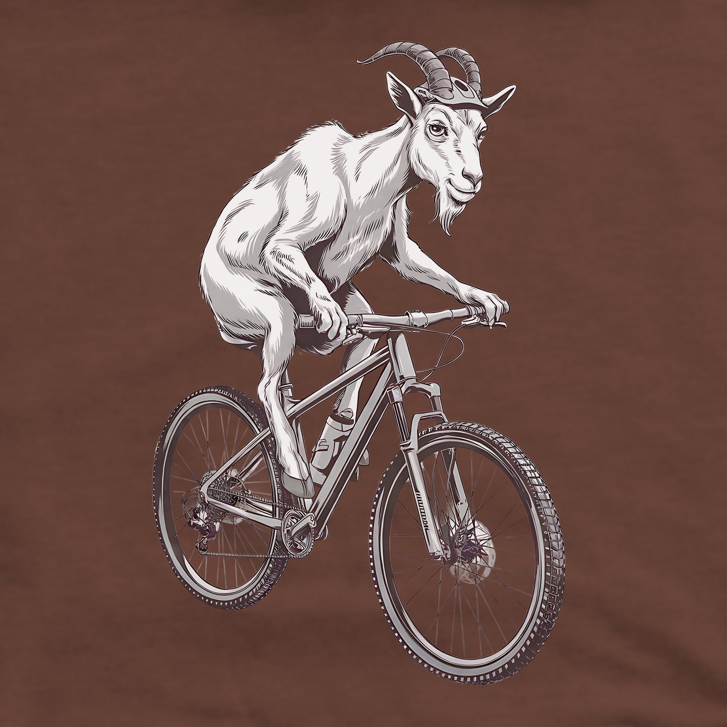 Mountain Goat on a Bike Crewneck Sweatshirt Adventure and Outdoors Themed Sweatshirt