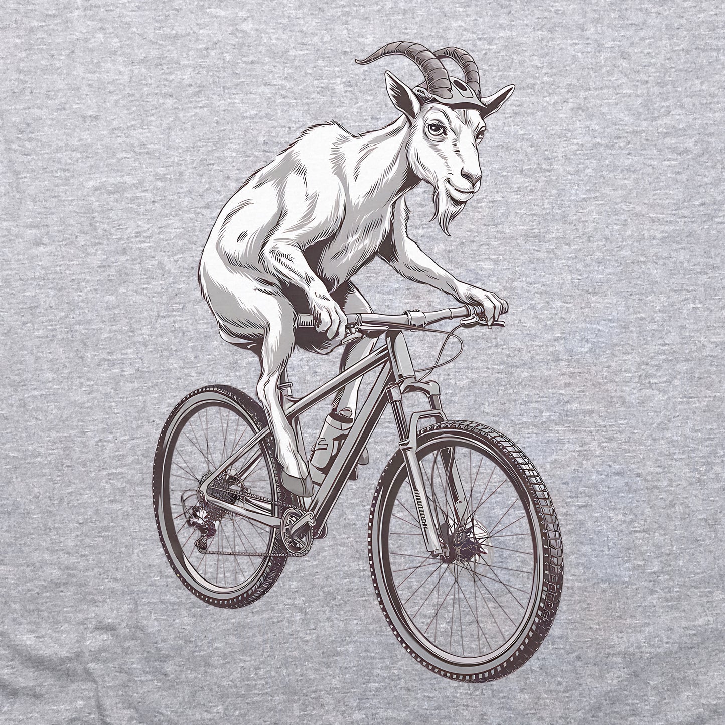 Mountain Goat on a Bike Crewneck Sweatshirt Adventure and Outdoors Themed Sweatshirt