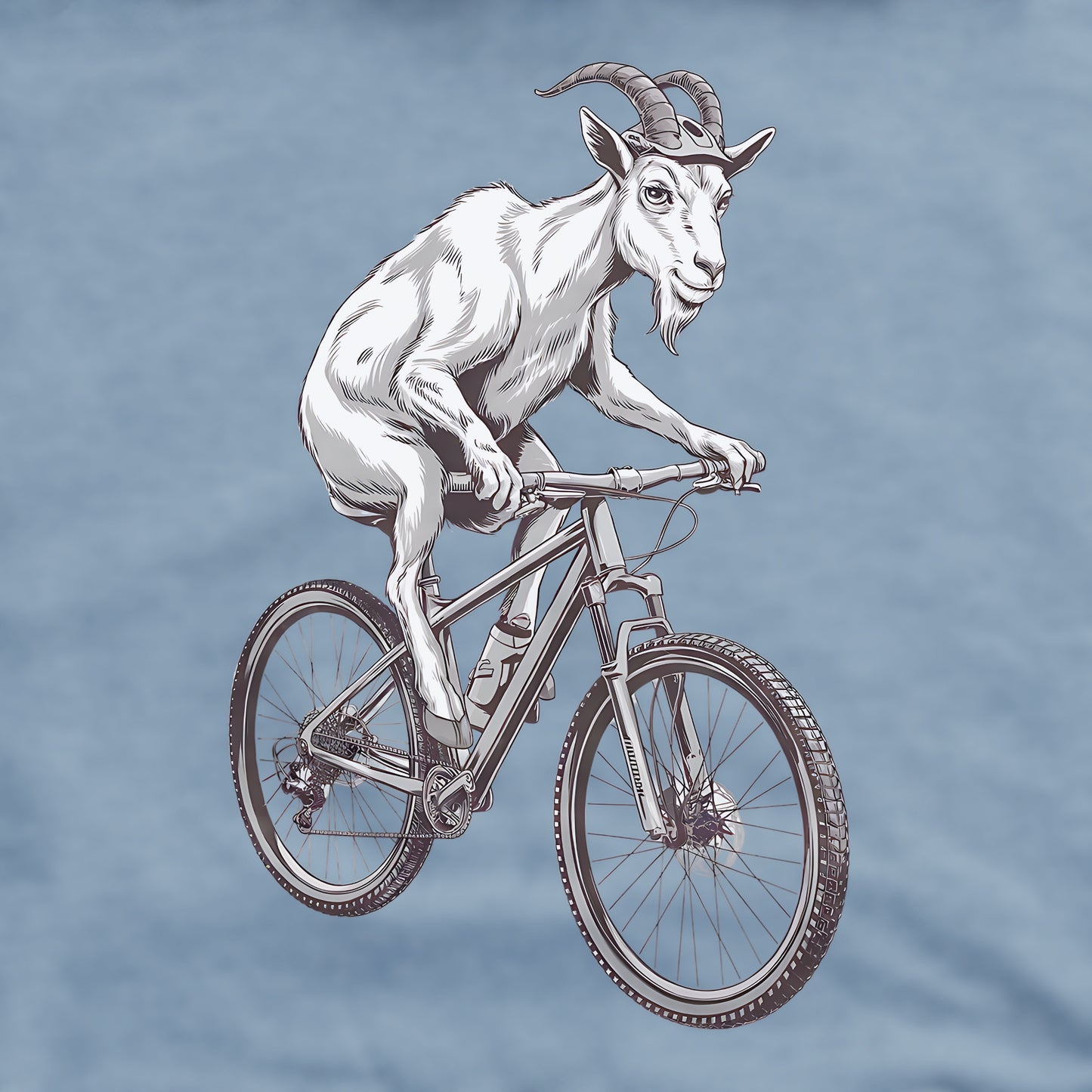 Mountain Goat on a Bike Crewneck Sweatshirt Adventure and Outdoors Themed Sweatshirt