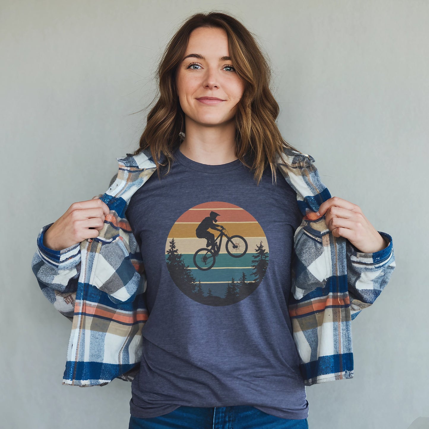 Mountain Biking Retro Sunset T-Shirt Adventure and Outdoors Themed T-Shirt