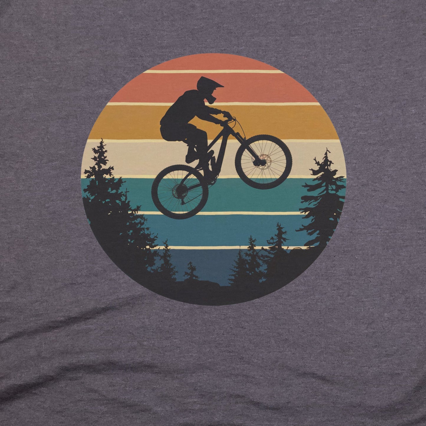 Mountain Biking Retro Sunset T-Shirt Adventure and Outdoors Themed T-Shirt