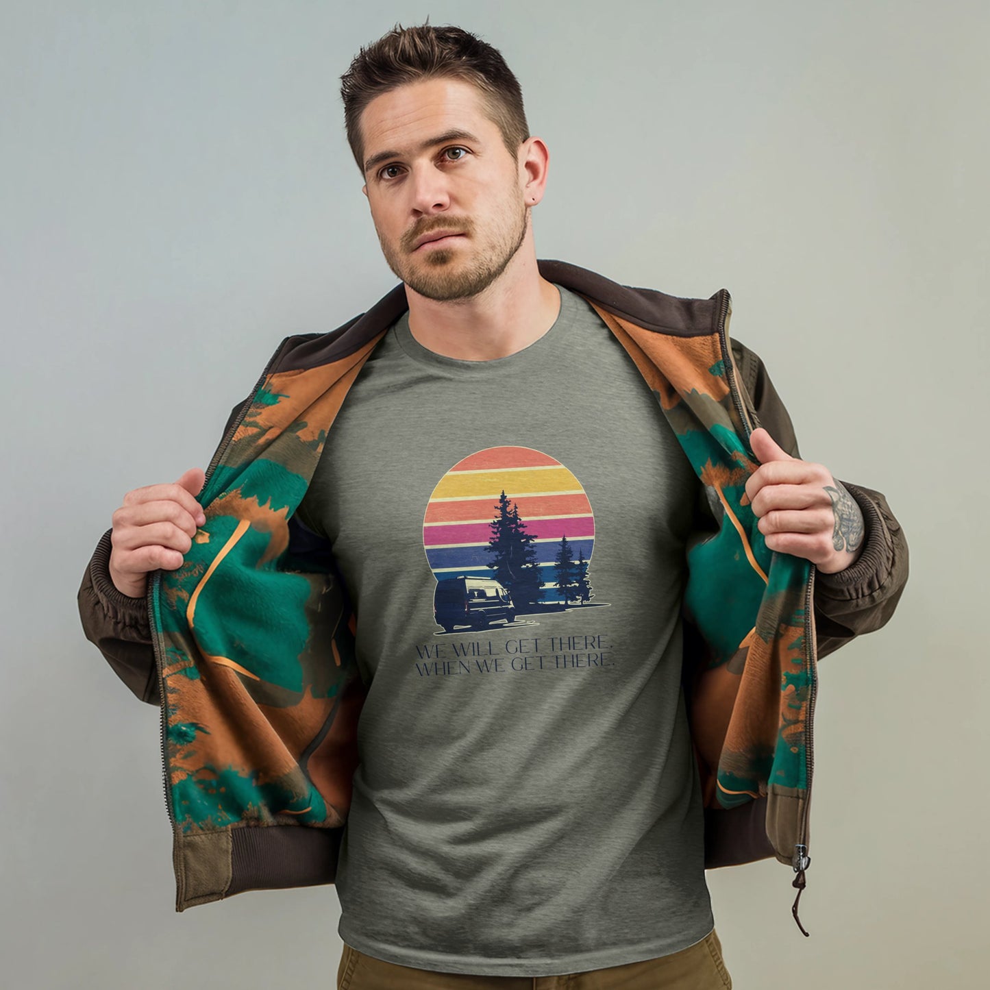 We Will Get There Campervan T-Shirt Adventure and Outdoors Themed T-Shirt