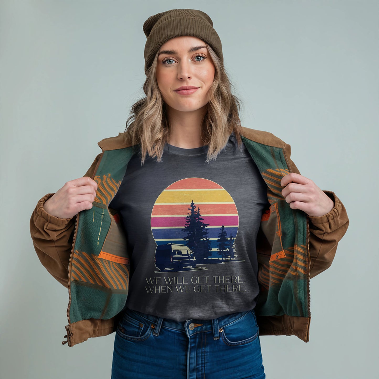 We Will Get There Campervan T-Shirt Adventure and Outdoors Themed T-Shirt