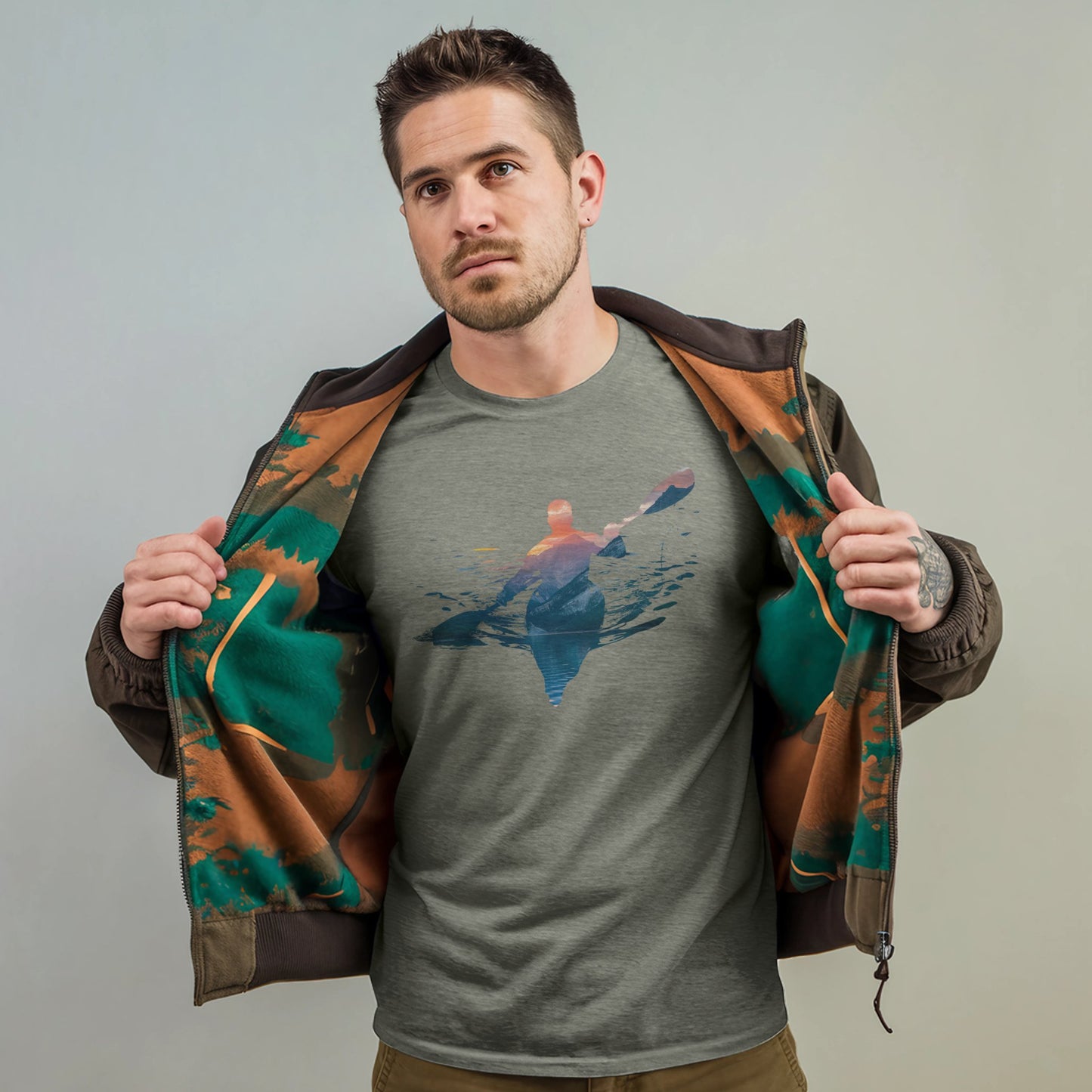Kayak Mountain Silhouette T-Shirt Adventure and Outdoors Themed T-Shirt