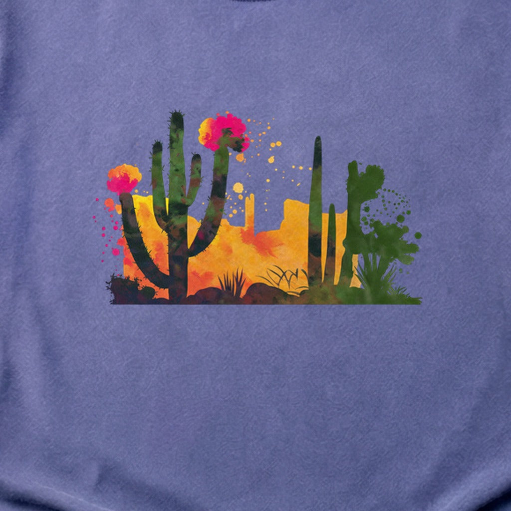 Watercolor Desert Scene Cotton T-Shirt