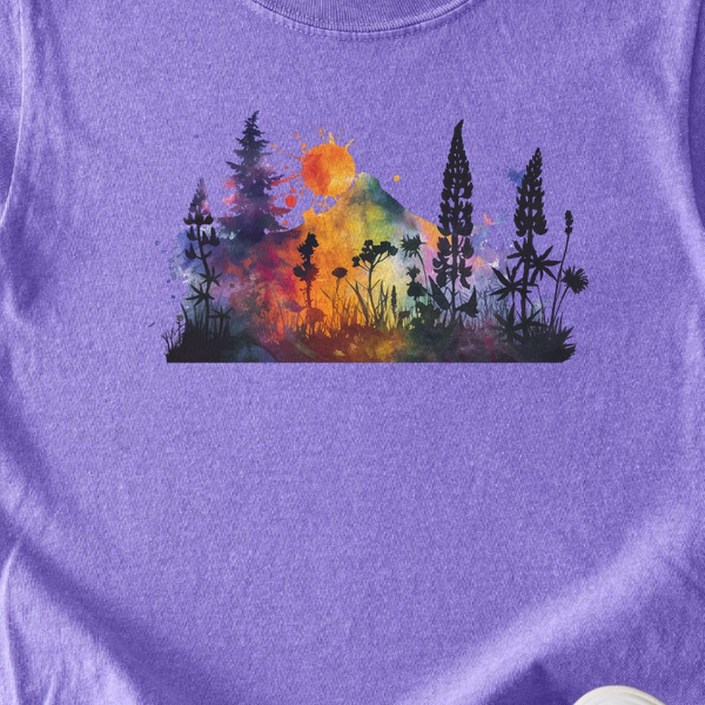 Watercolor Hypercolor Mountains Kids Cotton T-Shirt