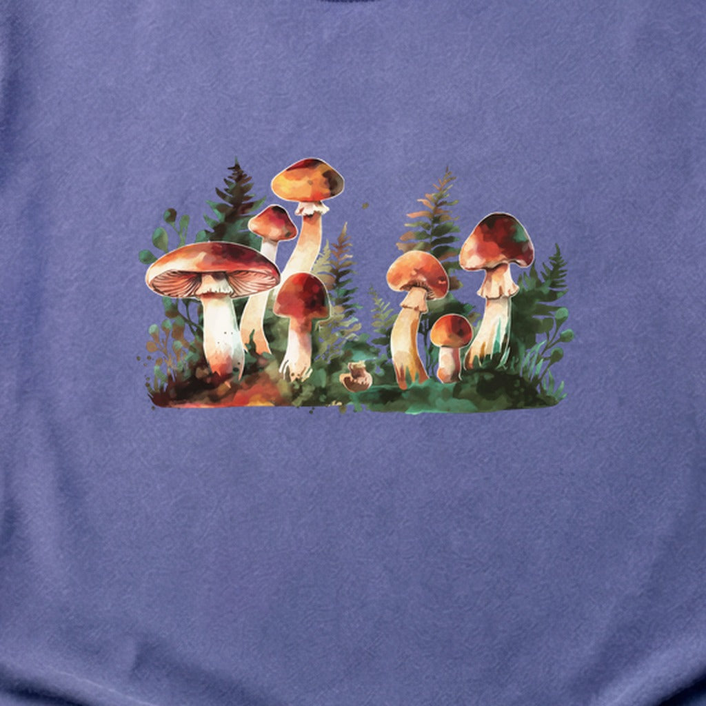 Watercolor Mushroom Patch Cotton T-Shirt
