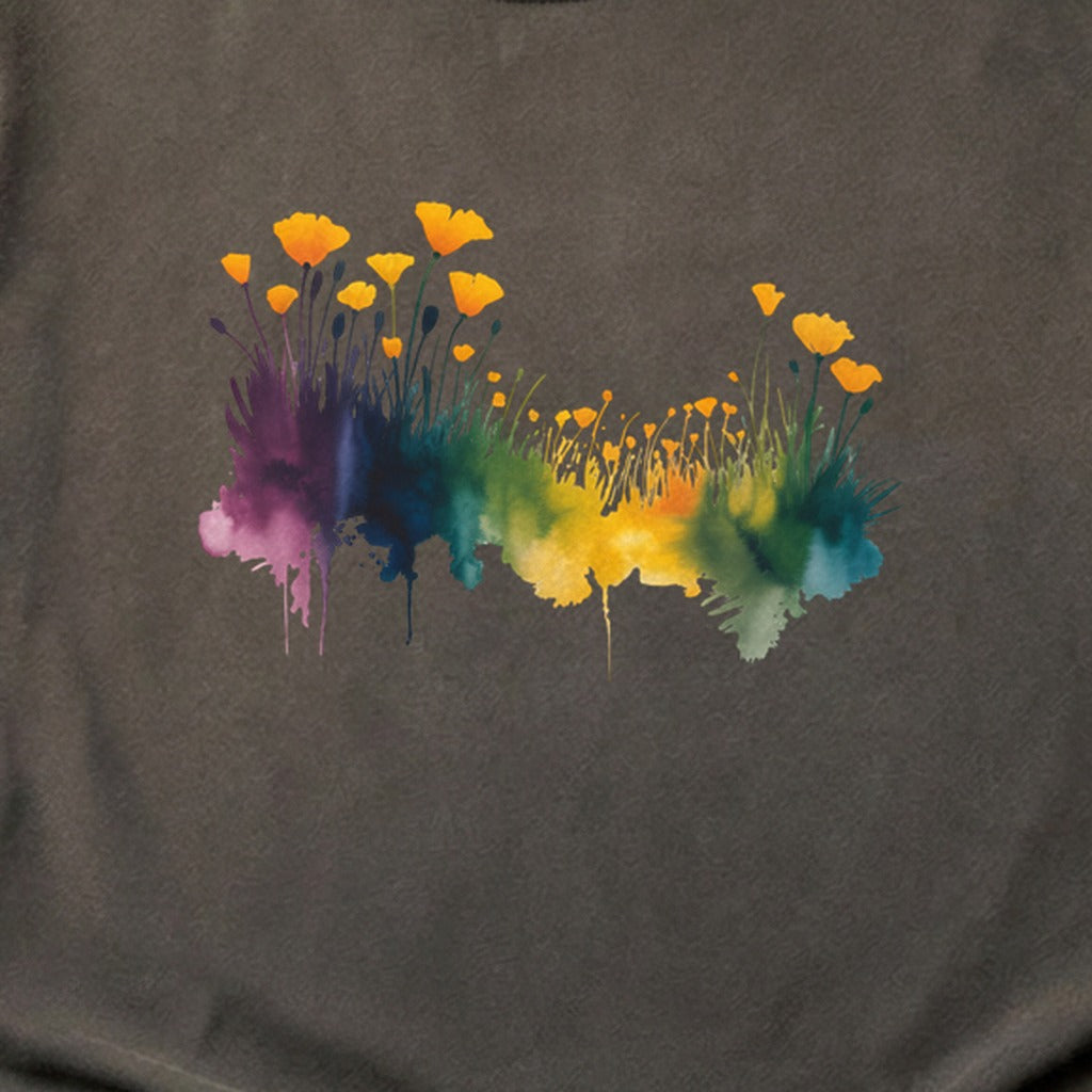 Watercolor Poppy Field Cotton T-Shirt