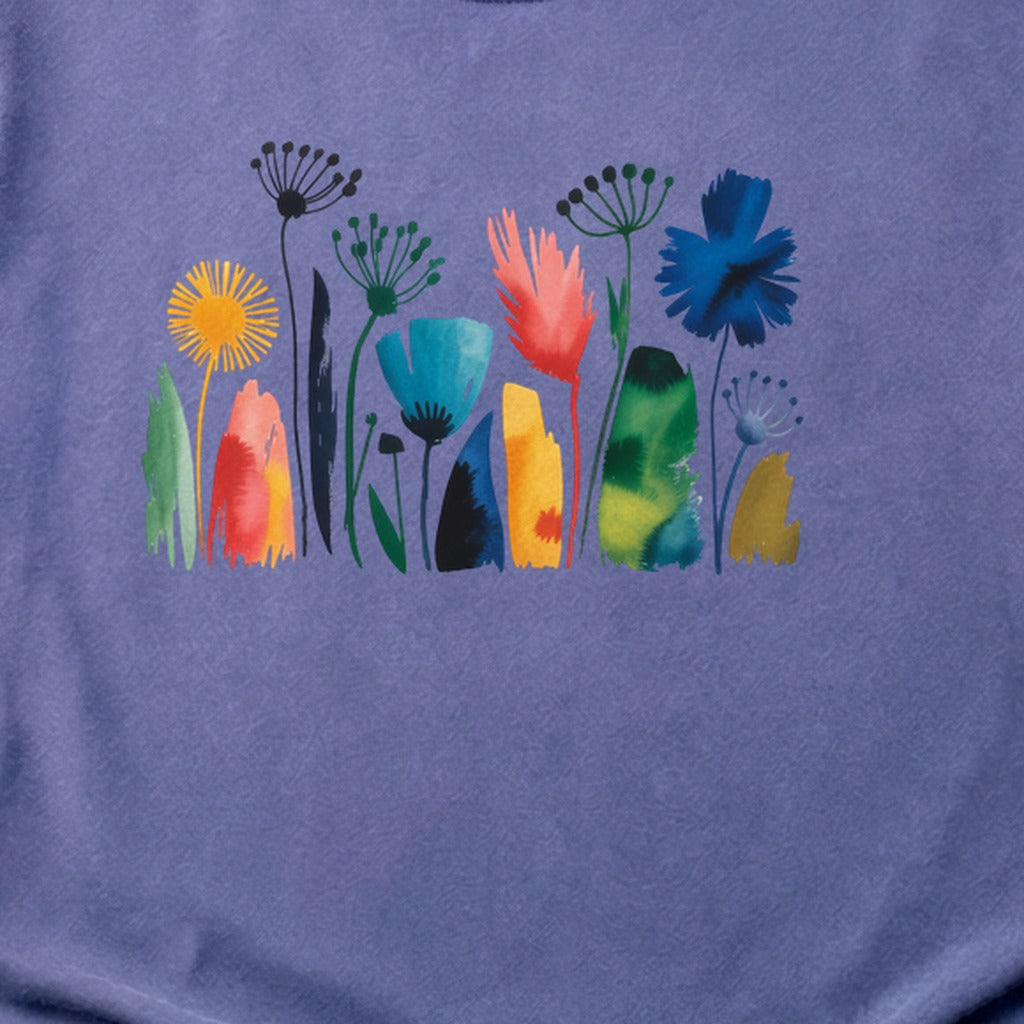 Watercolor Wildflower Meadow Cotton T-Shirt