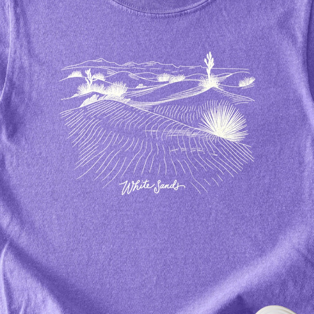 White Sands Line Drawing Kids Cotton T-Shirt
