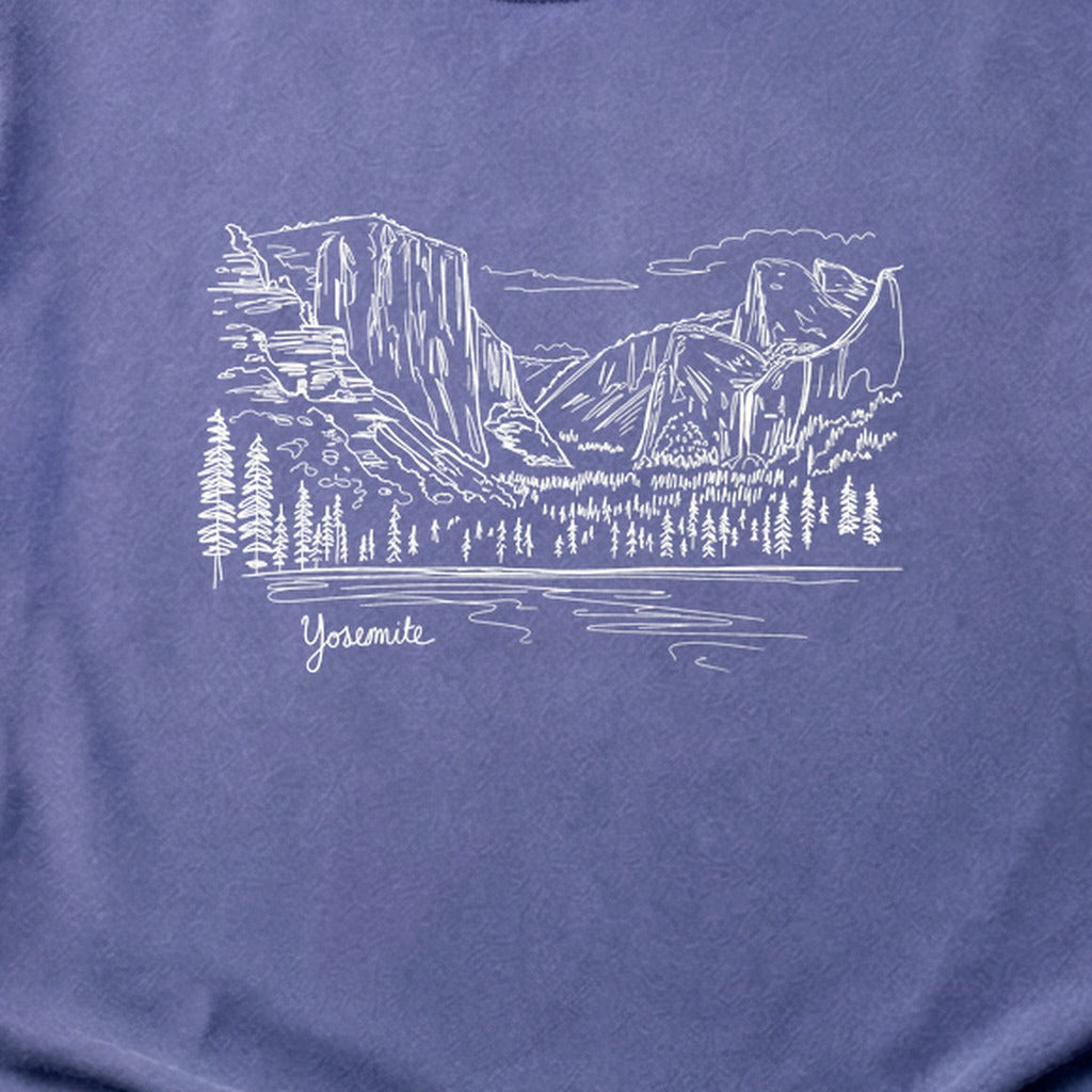Yosemite Line Drawing Cotton T-Shirt