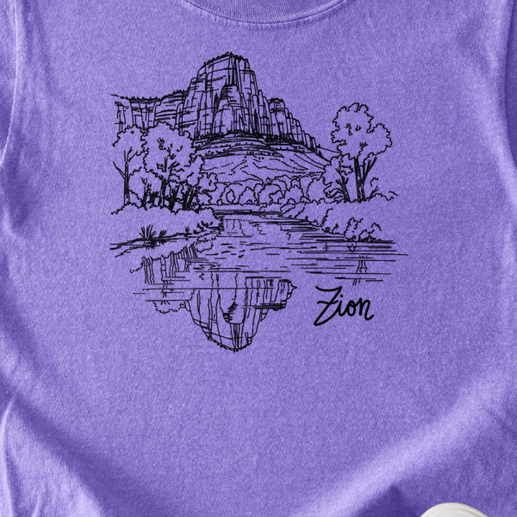 Zion Line Drawing Kids Cotton T-Shirt