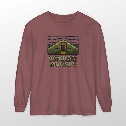 Custom Ocmulgee Long Sleeve T-Shirt Brick Adventure and Outdoors Themed Long-sleeve