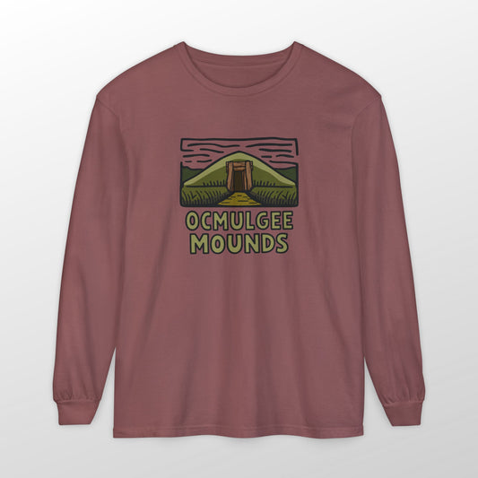 Custom Ocmulgee Long Sleeve T-Shirt Brick Adventure and Outdoors Themed Long-sleeve