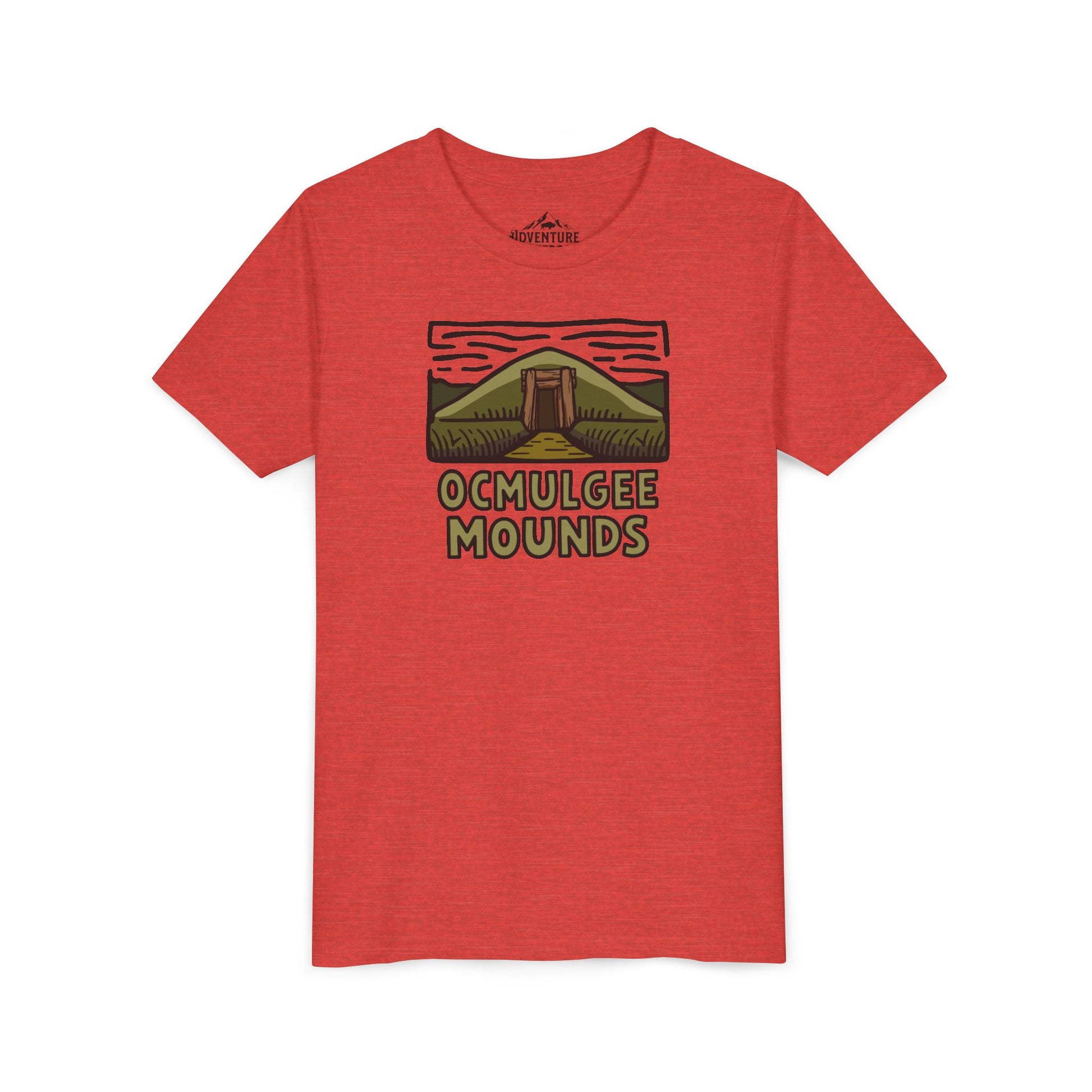 Wholesale Youth Ocmulgee Mounds T-shirt Heather Red Adventure and Outdoors Themed Kids clothes