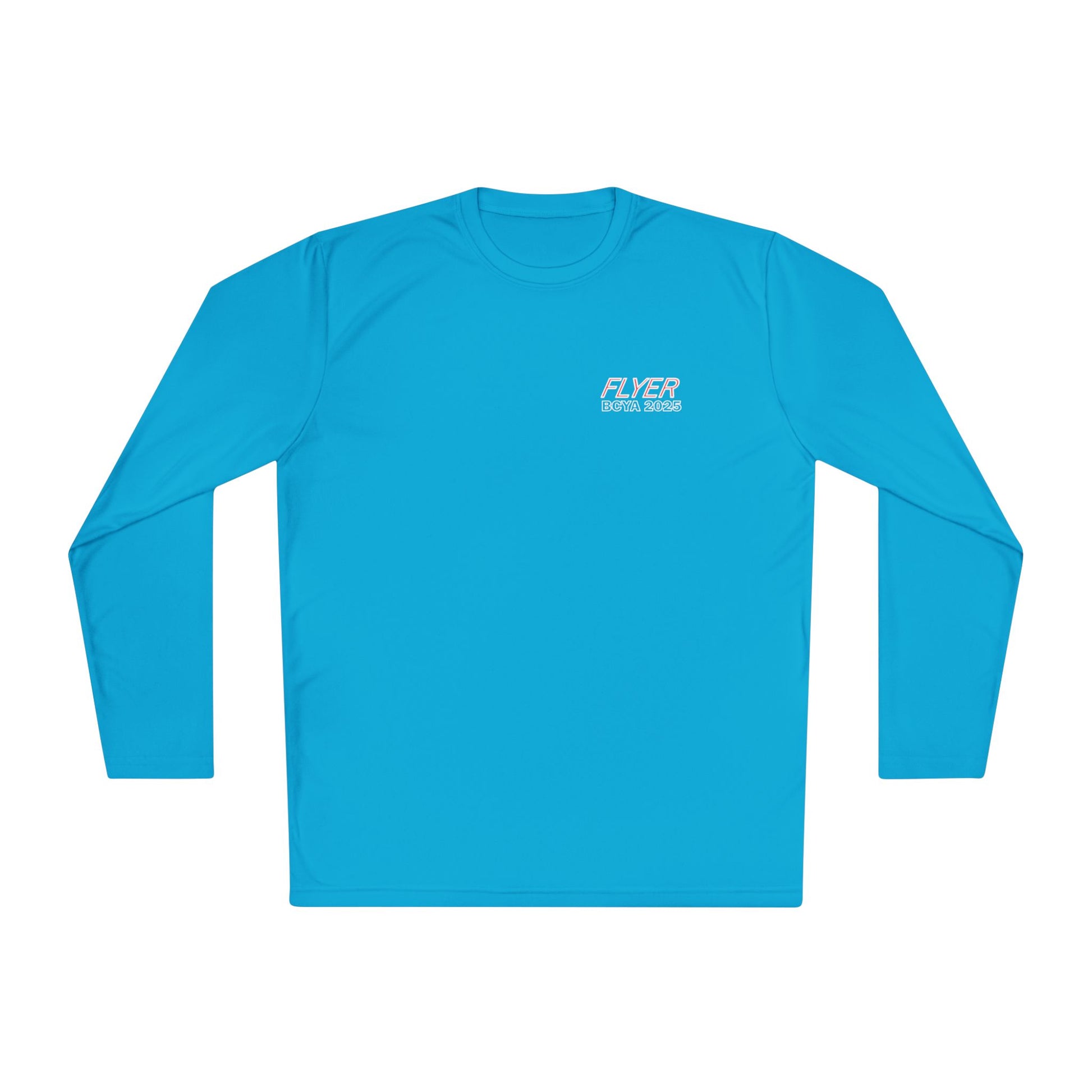 Custom Flyer Sailing Performance Long Sleeve Atomic Blue Adventure and Outdoors Themed Long-sleeve