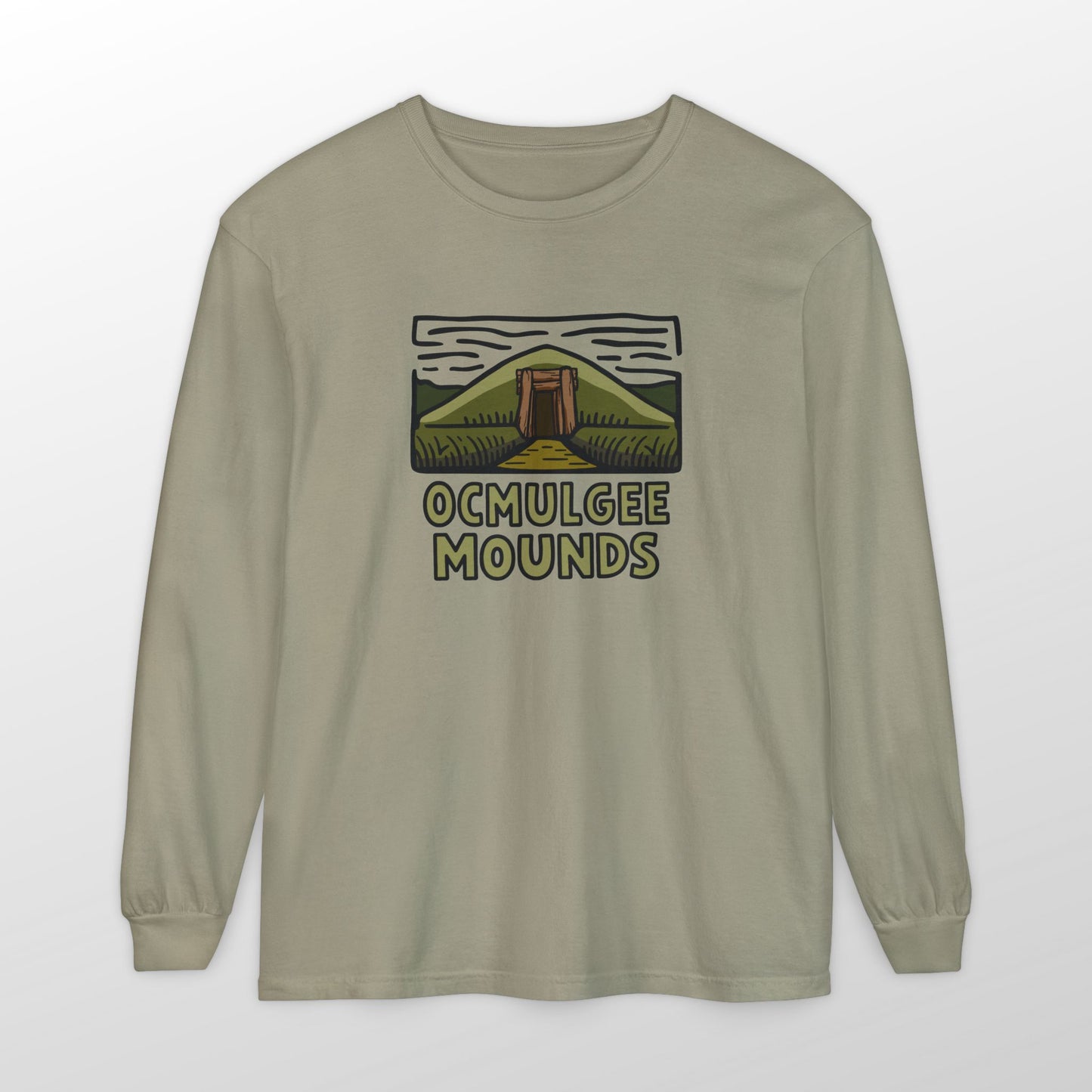 Custom Ocmulgee Long Sleeve T-Shirt Sandstone Adventure and Outdoors Themed Long-sleeve