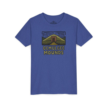 Wholesale Youth Ocmulgee Mounds T-shirt Heather True Royal Adventure and Outdoors Themed Kids clothes