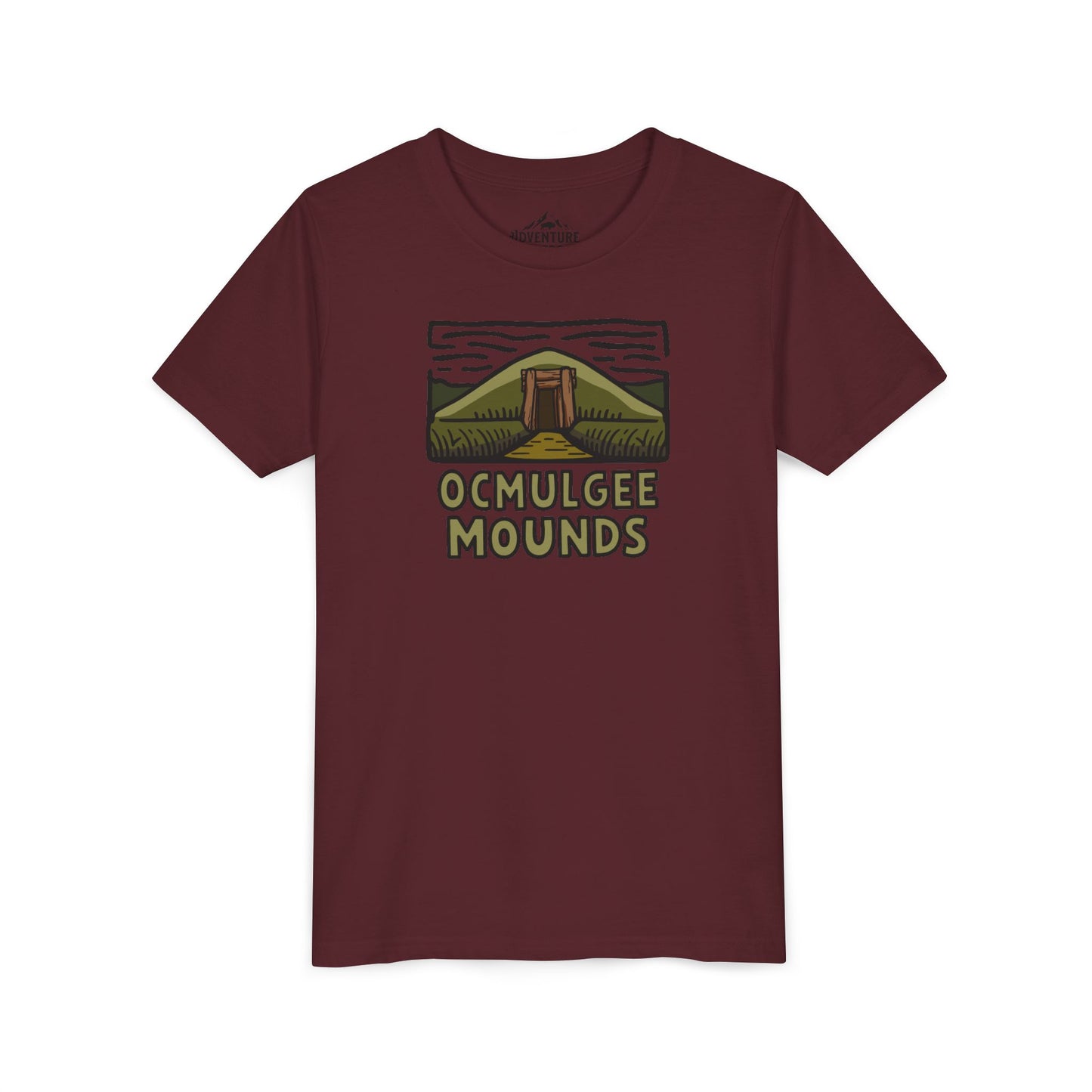 Wholesale Youth Ocmulgee Mounds T-shirt Maroon Adventure and Outdoors Themed Kids clothes