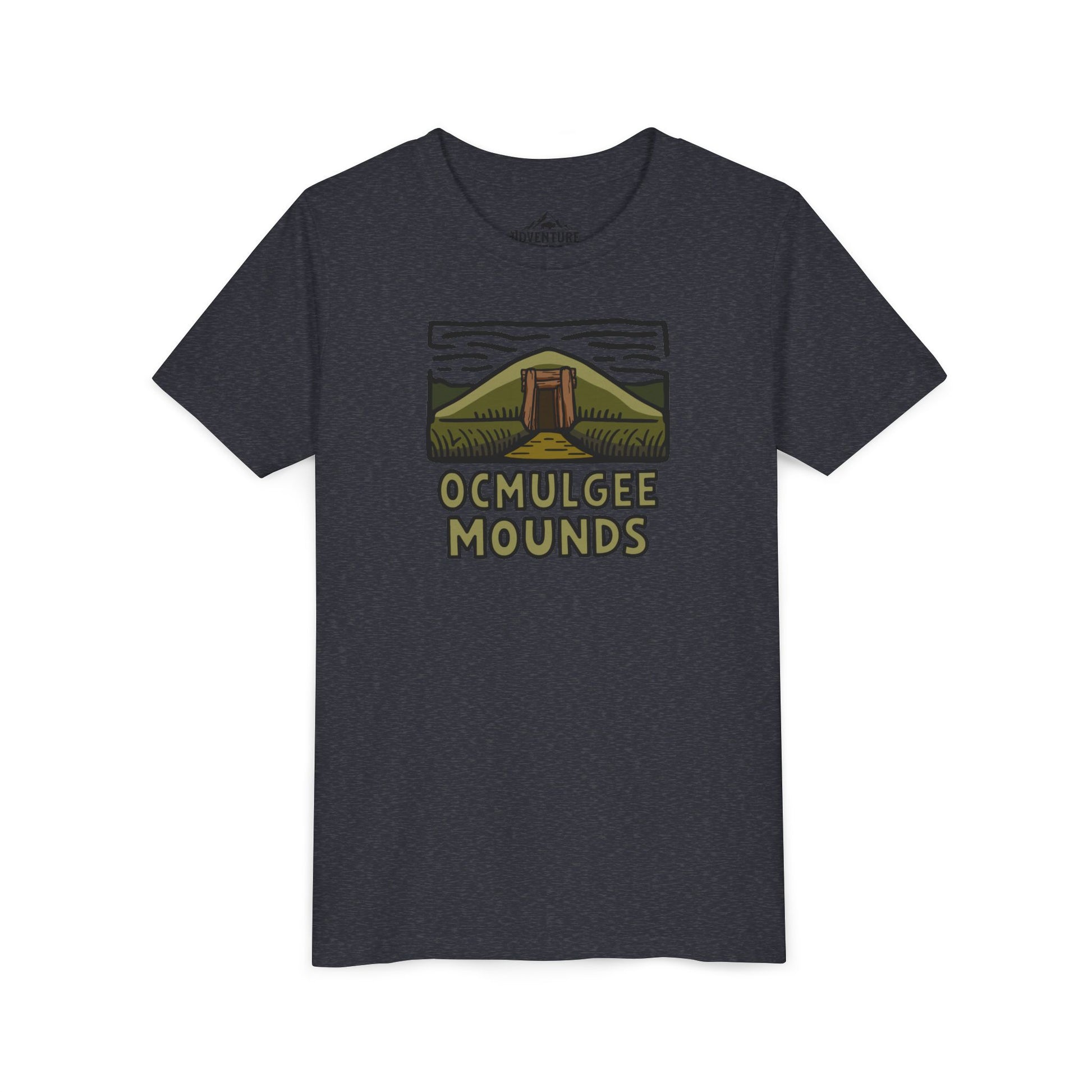 Wholesale Youth Ocmulgee Mounds T-shirt Heather Navy Adventure and Outdoors Themed Kids clothes