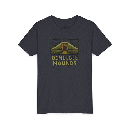 Wholesale Youth Ocmulgee Mounds T-shirt Heather Navy Adventure and Outdoors Themed Kids clothes