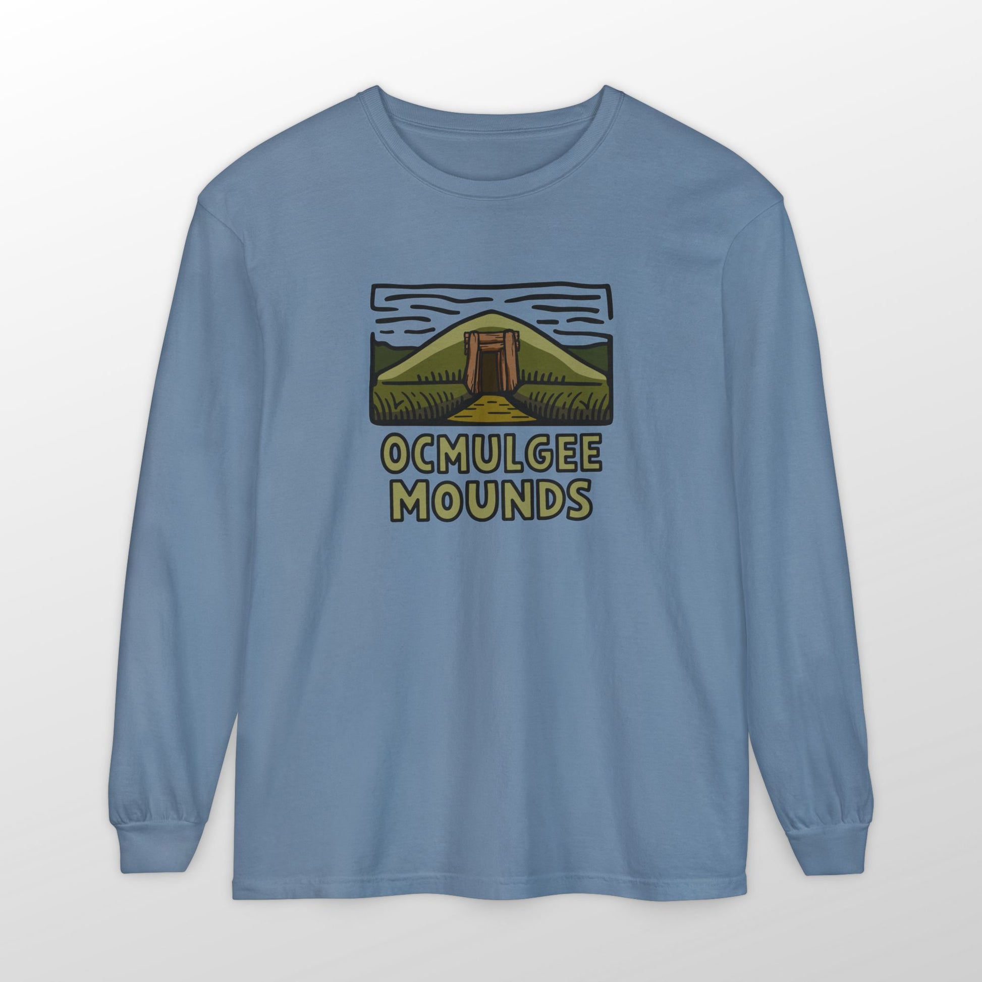 Custom Ocmulgee Long Sleeve T-Shirt Blue Jean Adventure and Outdoors Themed Long-sleeve