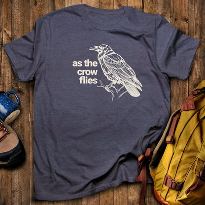 As the Crow Flies T-Shirt Heather Navy Adventure and Outdoors Themed T-Shirt
