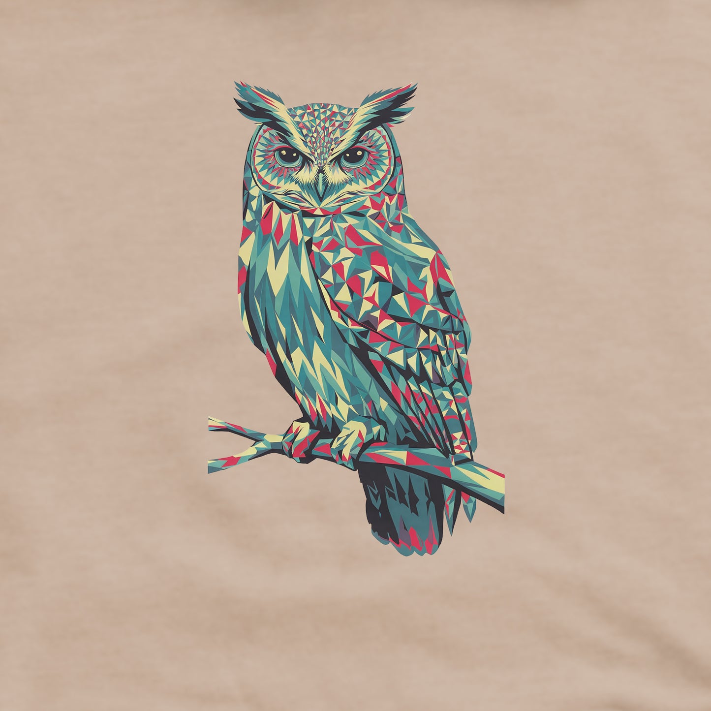 Horned Owl Mosaic Crewneck Sweatshirt Adventure and Outdoors Themed Sweatshirt