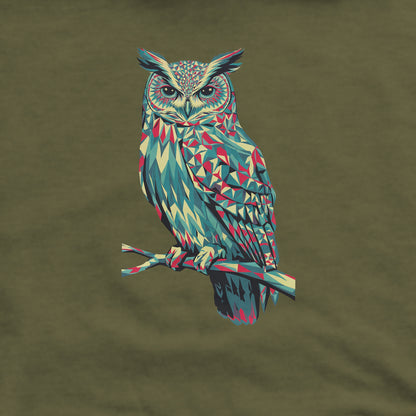 Horned Owl Mosaic Crewneck Sweatshirt Adventure and Outdoors Themed Sweatshirt