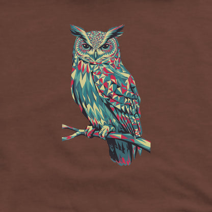 Horned Owl Mosaic Crewneck Sweatshirt Adventure and Outdoors Themed Sweatshirt