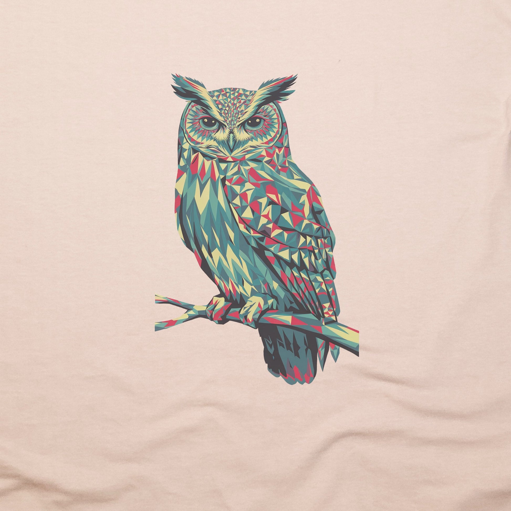 Horned Owl Mosaic T-Shirt Adventure and Outdoors Themed T-Shirt