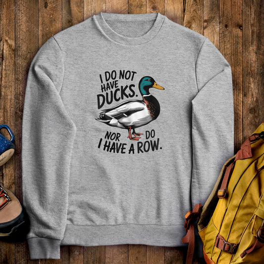 Ducks in a Row Crewneck Sweatshirt Sport Grey Adventure and Outdoors Themed Sweatshirt