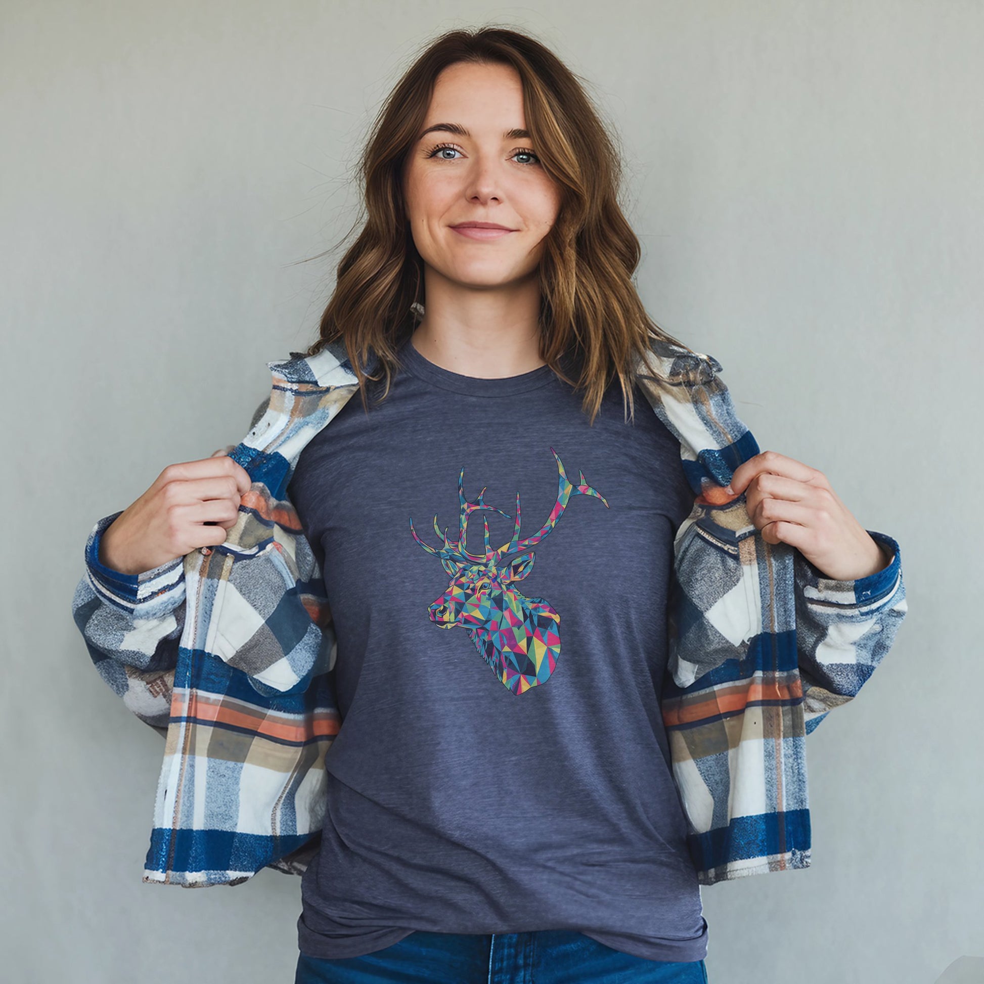 Elk Mosaic T-Shirt Adventure and Outdoors Themed T-Shirt