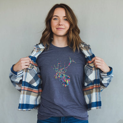 Elk Mosaic T-Shirt Adventure and Outdoors Themed T-Shirt