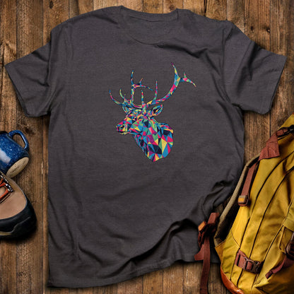 Elk Mosaic T-Shirt Dark Heather Adventure and Outdoors Themed T-Shirt