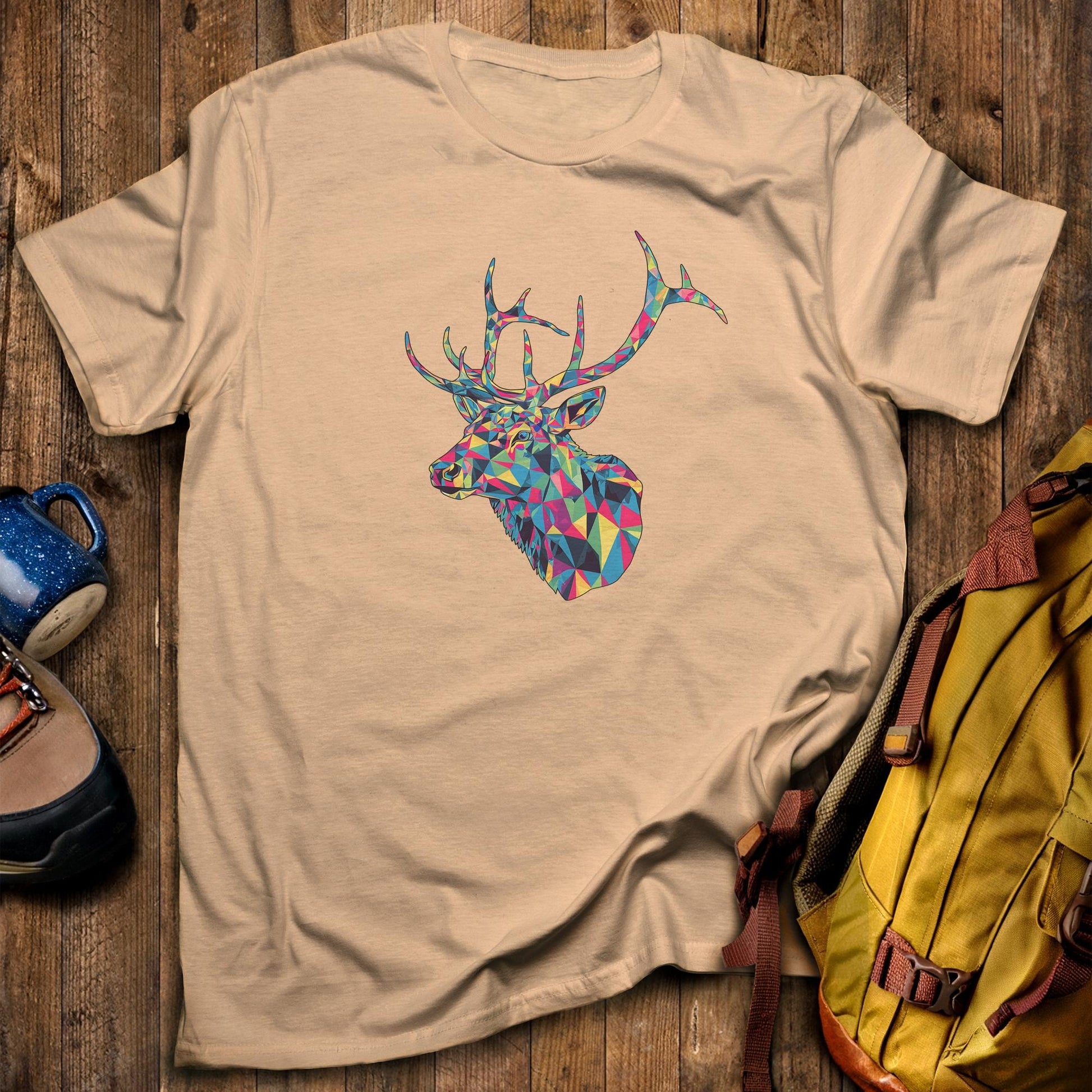 Elk Mosaic T-Shirt Sand Adventure and Outdoors Themed T-Shirt