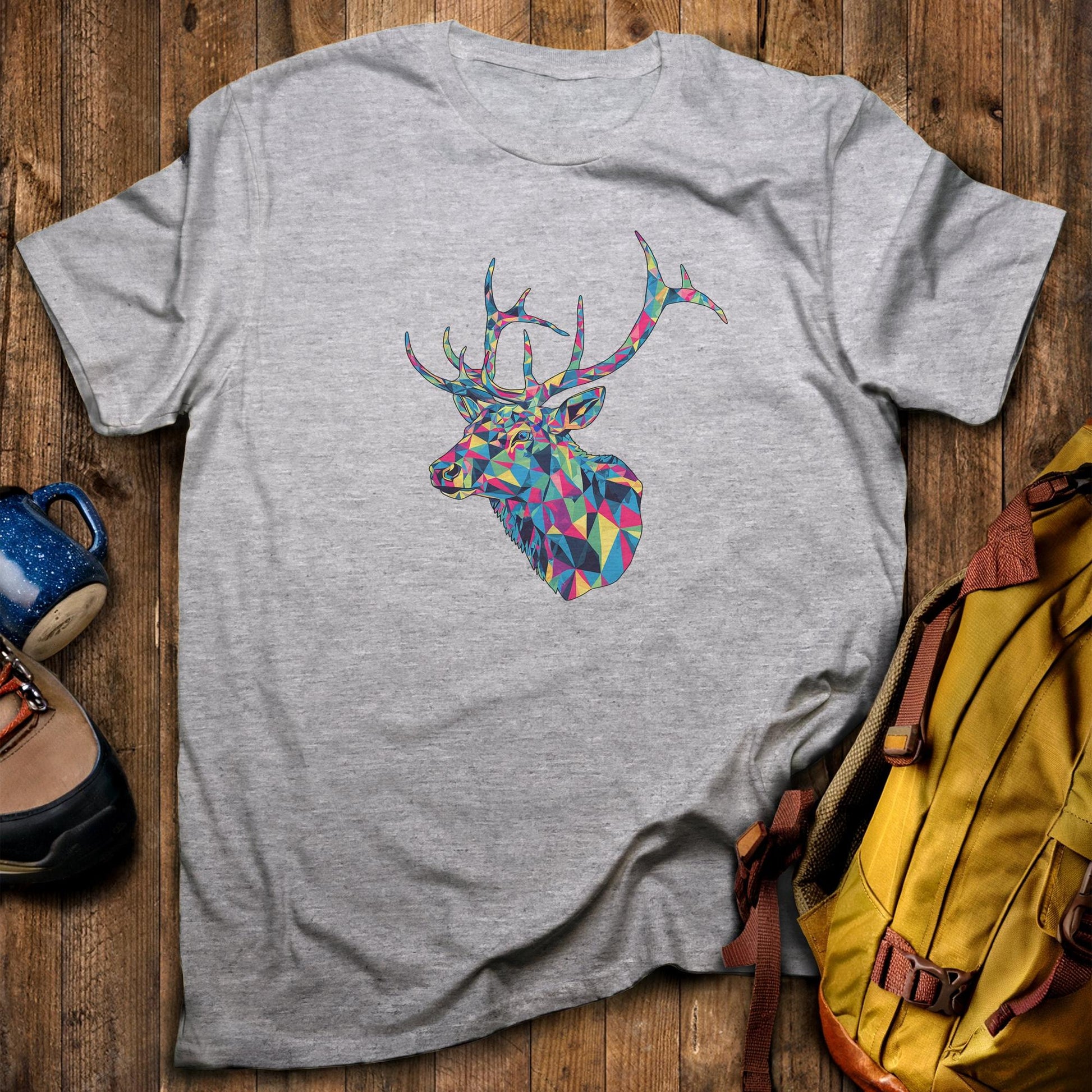 Elk Mosaic T-Shirt Sport Grey Adventure and Outdoors Themed T-Shirt