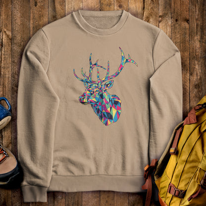 Elk Mosaic Crewneck Sweatshirt Sand Adventure and Outdoors Themed Sweatshirt