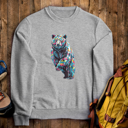 Bear Mosaic Crewneck Sweatshirt Sport Grey Adventure and Outdoors Themed Sweatshirt