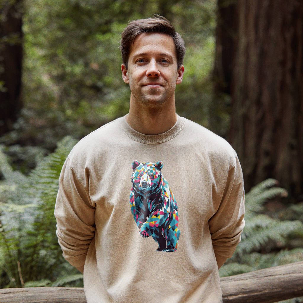 Bear Mosaic Crewneck Sweatshirt Adventure and Outdoors Themed Sweatshirt