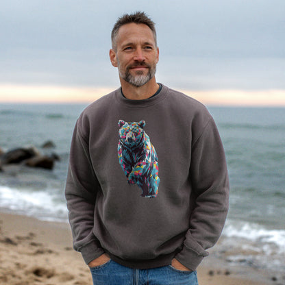 Bear Mosaic Crewneck Sweatshirt Adventure and Outdoors Themed Sweatshirt