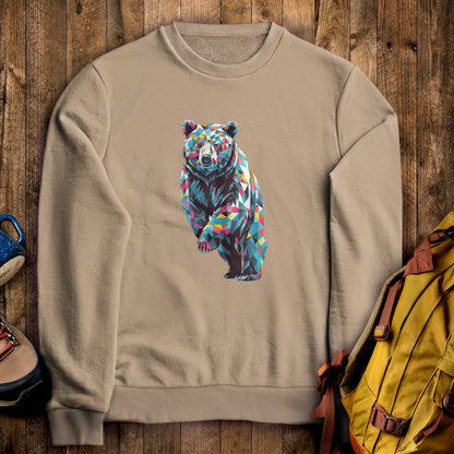 Bear Mosaic Crewneck Sweatshirt Sand Adventure and Outdoors Themed Sweatshirt