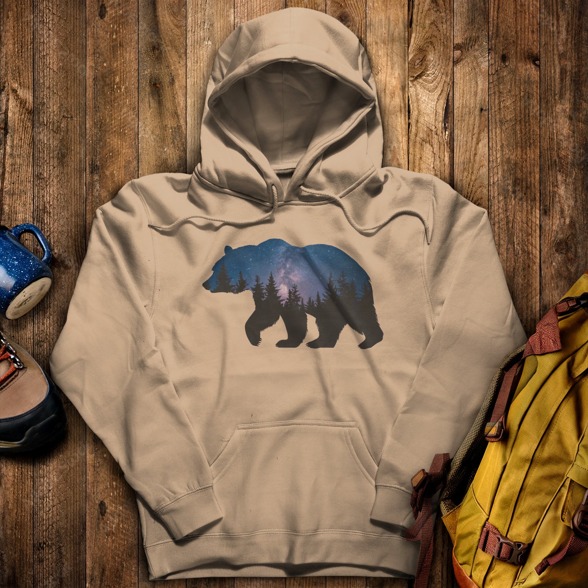 Bear Night Silhouette Hoodie Sand Adventure and Outdoors Themed Hoodie