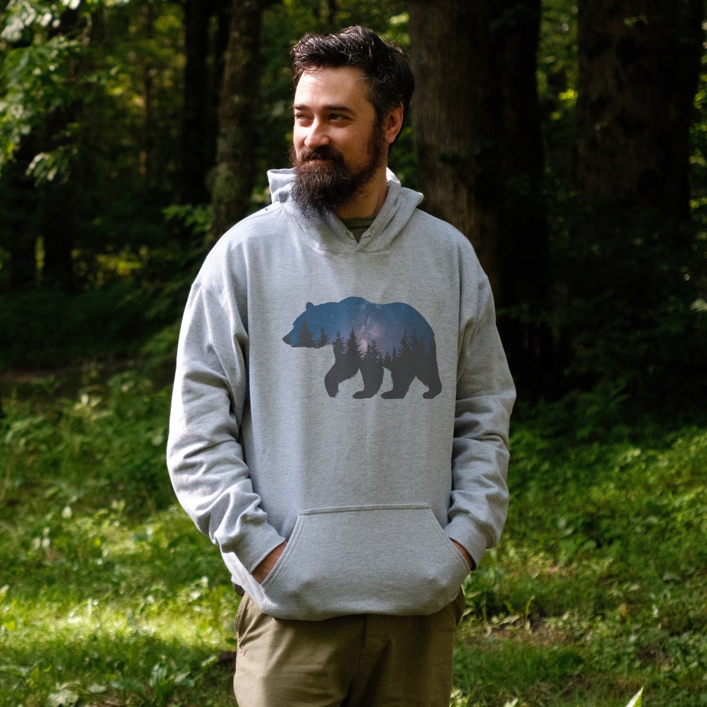 Bear Night Silhouette Hoodie Adventure and Outdoors Themed Hoodie